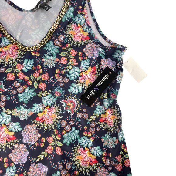 Thomas & Olivia Black Floral Tank Top with Chain Detail Size L NWT - Picture 5 of 7